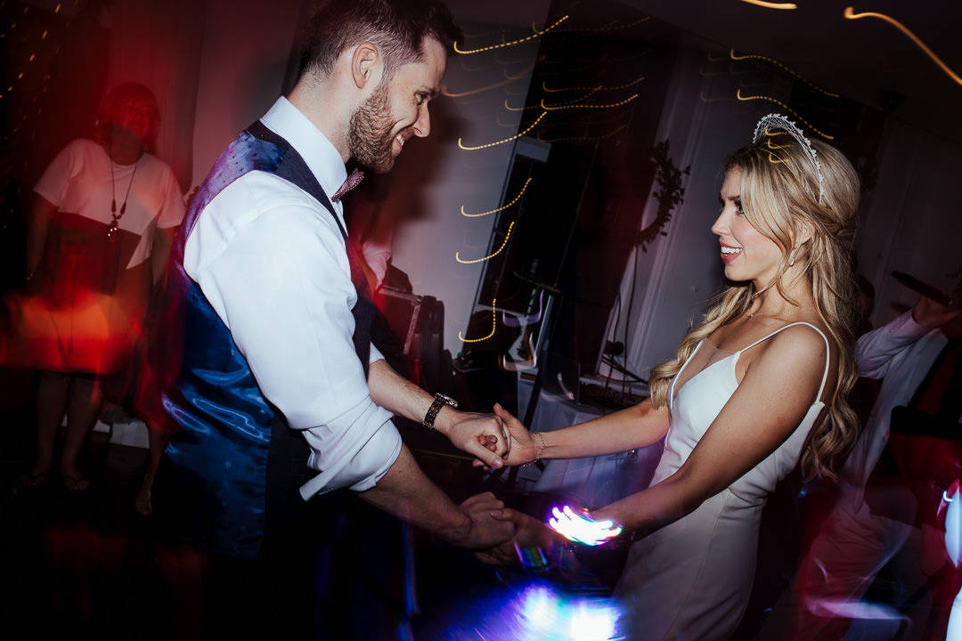 bride and groom dancing at fallon & byrne