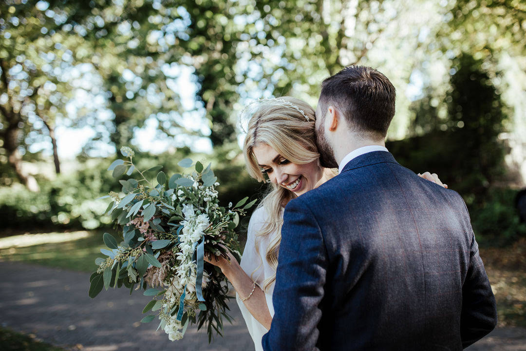 dublin city wedding bride and groom in the park