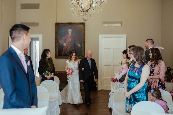 bride and her father civil ceremony at national gallery of ireland