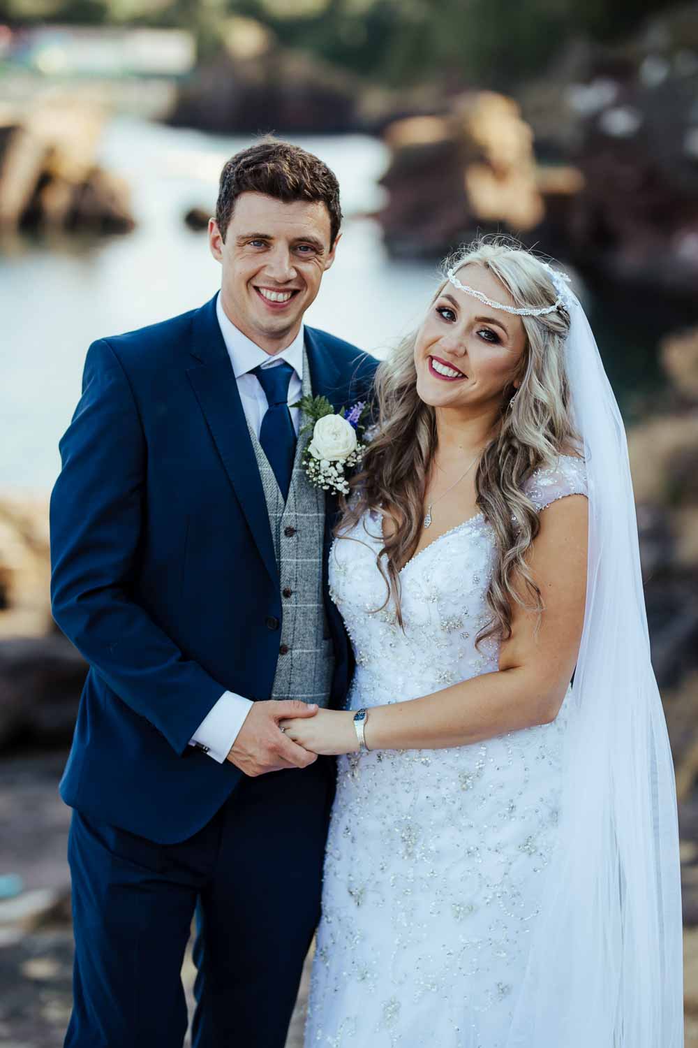 bride and groom couple photo at the cliffs haven hotel dunmore east