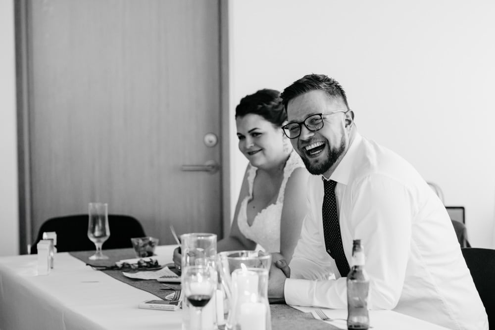 bride and groom at their wedding reception reykjavik wedding