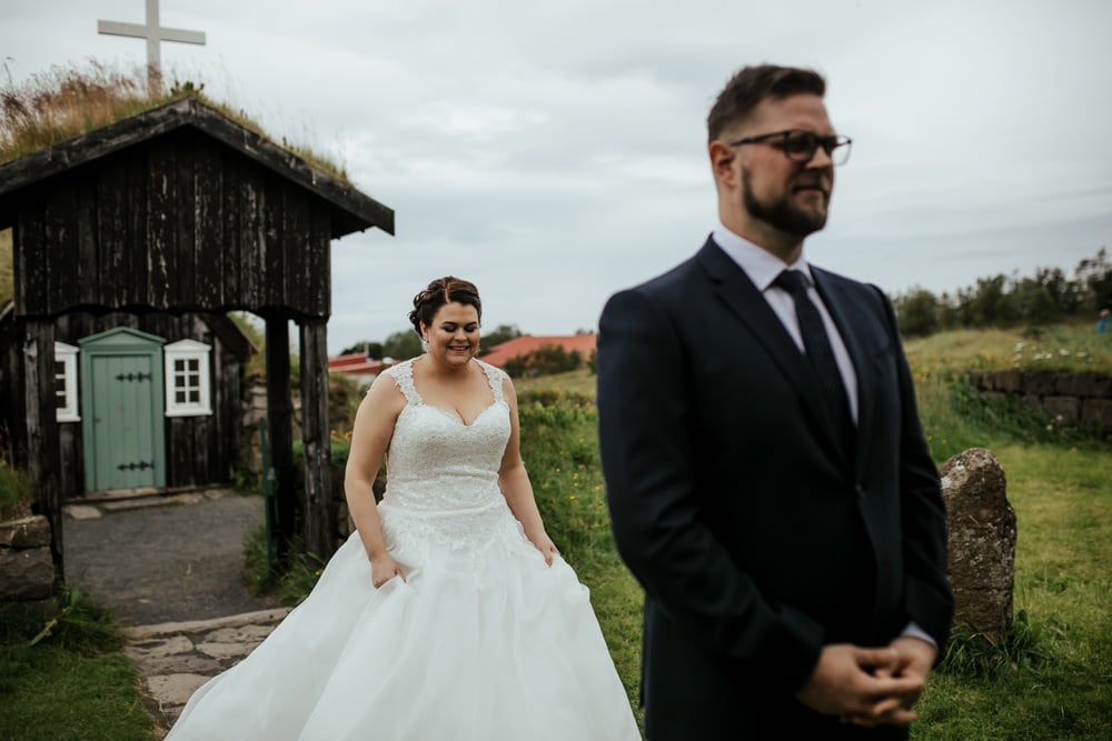 first look in reykjavik wedding in iceland