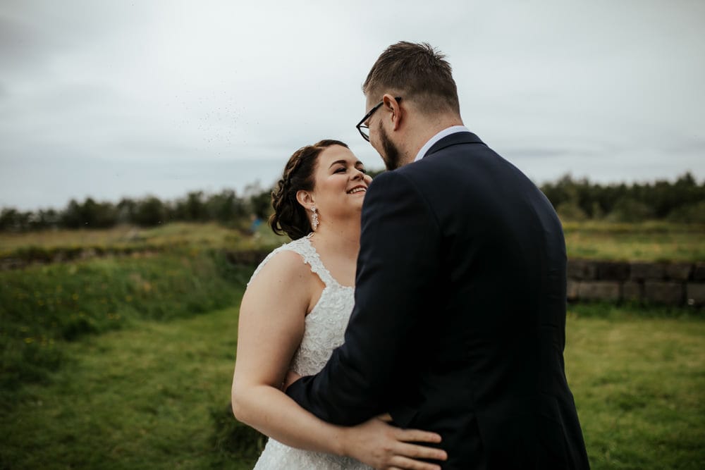 couple seeing each other for the first time on their wedding day wedding in iceland