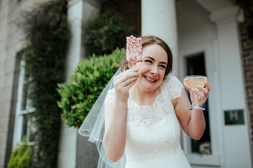 happy bride after wedding ceremony at horetown house wexford