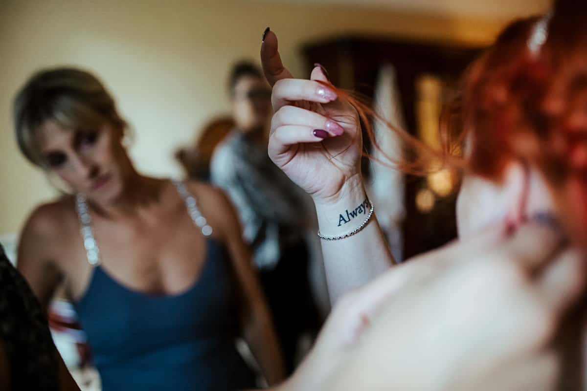 bride's tatoo on her wrist