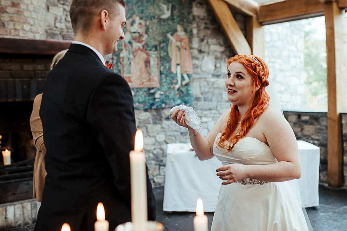 bride crying during her wedding vows