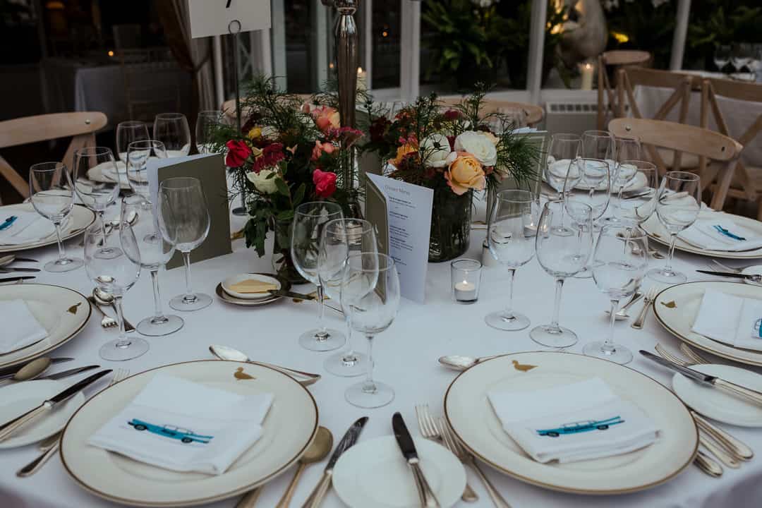 wedding reception table at marlfield house