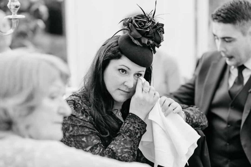 guests tearing up during wedding speeches documentary wedding photographer ireland