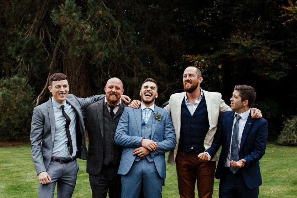 groom having a laugh with the lads