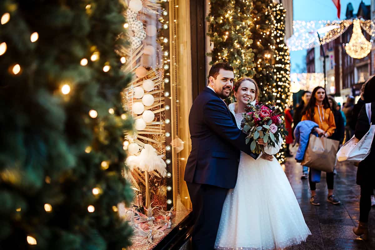 christmas wedding in dublin grafton street christmas lights