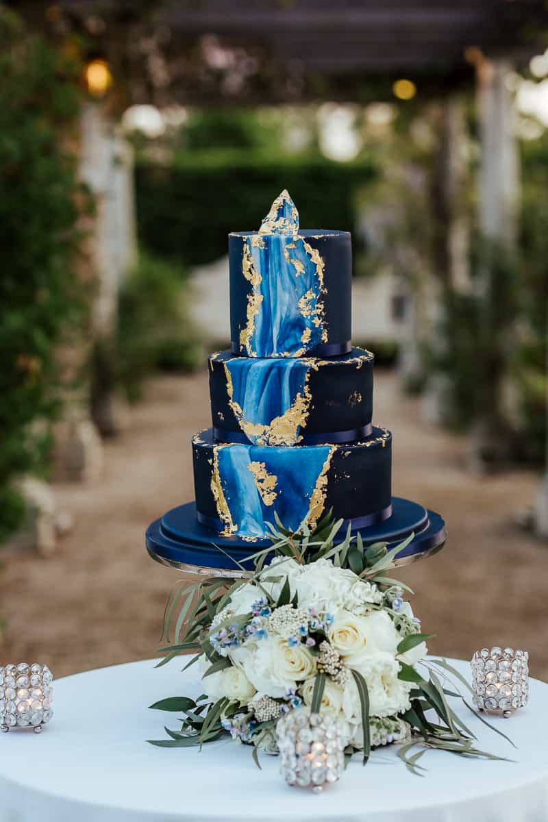 blue geode wedding cake