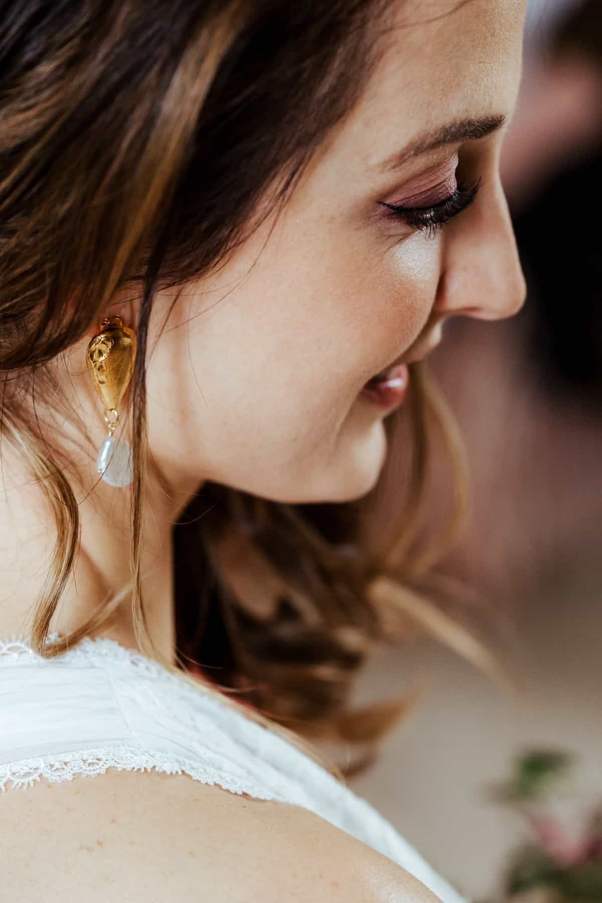 close up portrait of the bride