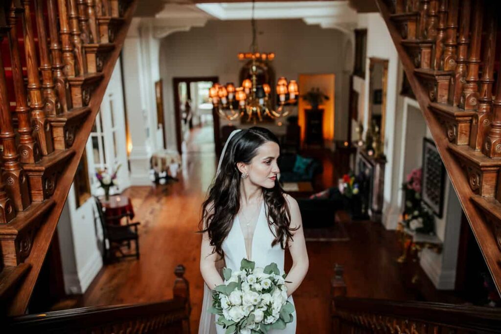 tinakilly house wedding staircast photo