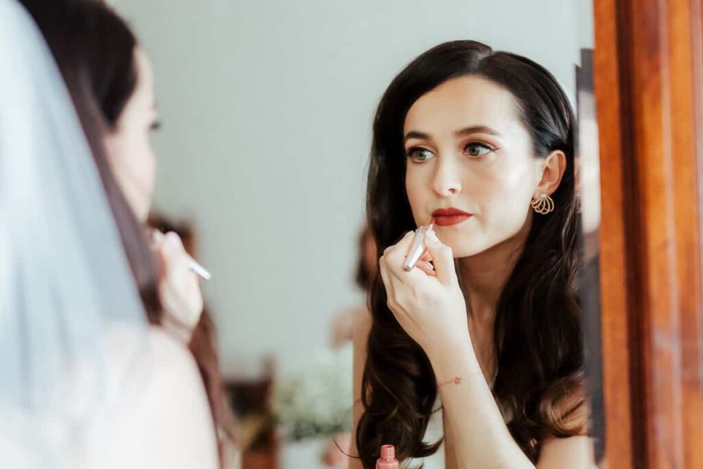 bride getting ready at tinakilly house