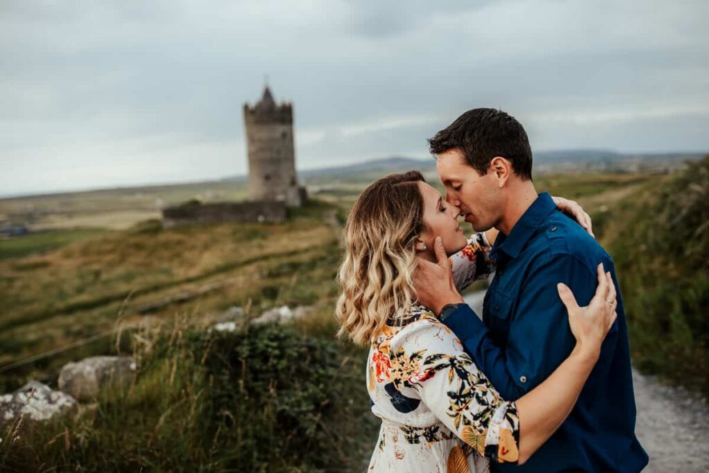 couple photo at doonagore castle co clare