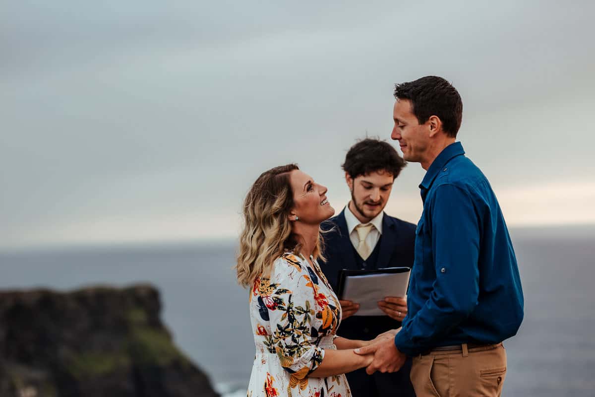 vow renewal at cliffs of moher at sunset