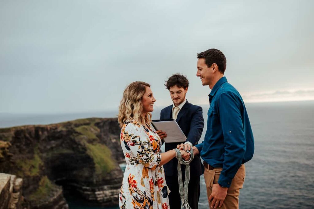 handfasting ceremony at cliffs of moher vow renewal