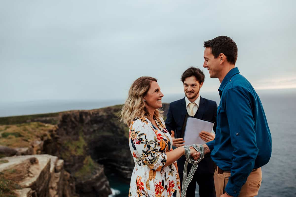 handfasting ceremony at cliffs of moher vow renewal