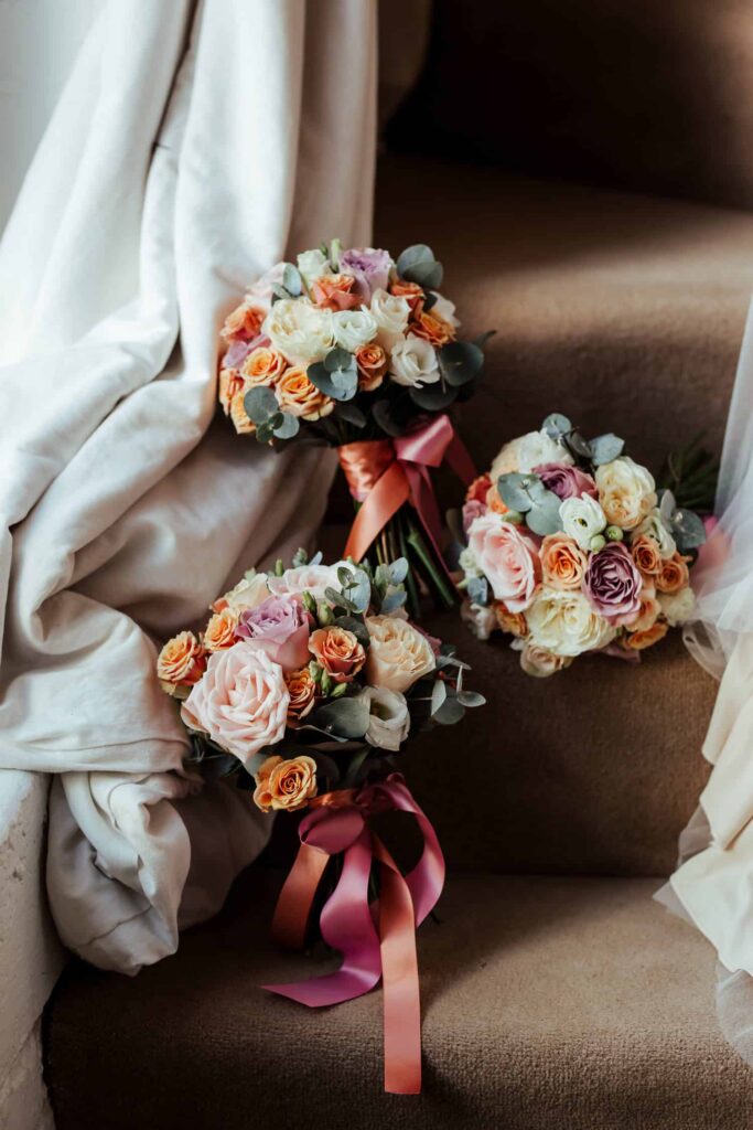 pastel rose bridesmaids bouquets ab fab flowers