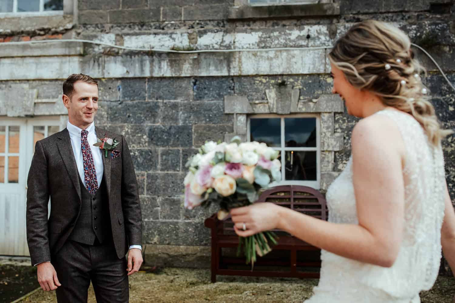 first look between bride and groom the millhouse slane wedding