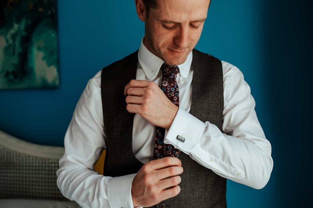 groom getting ready for the millhouse slane wedding