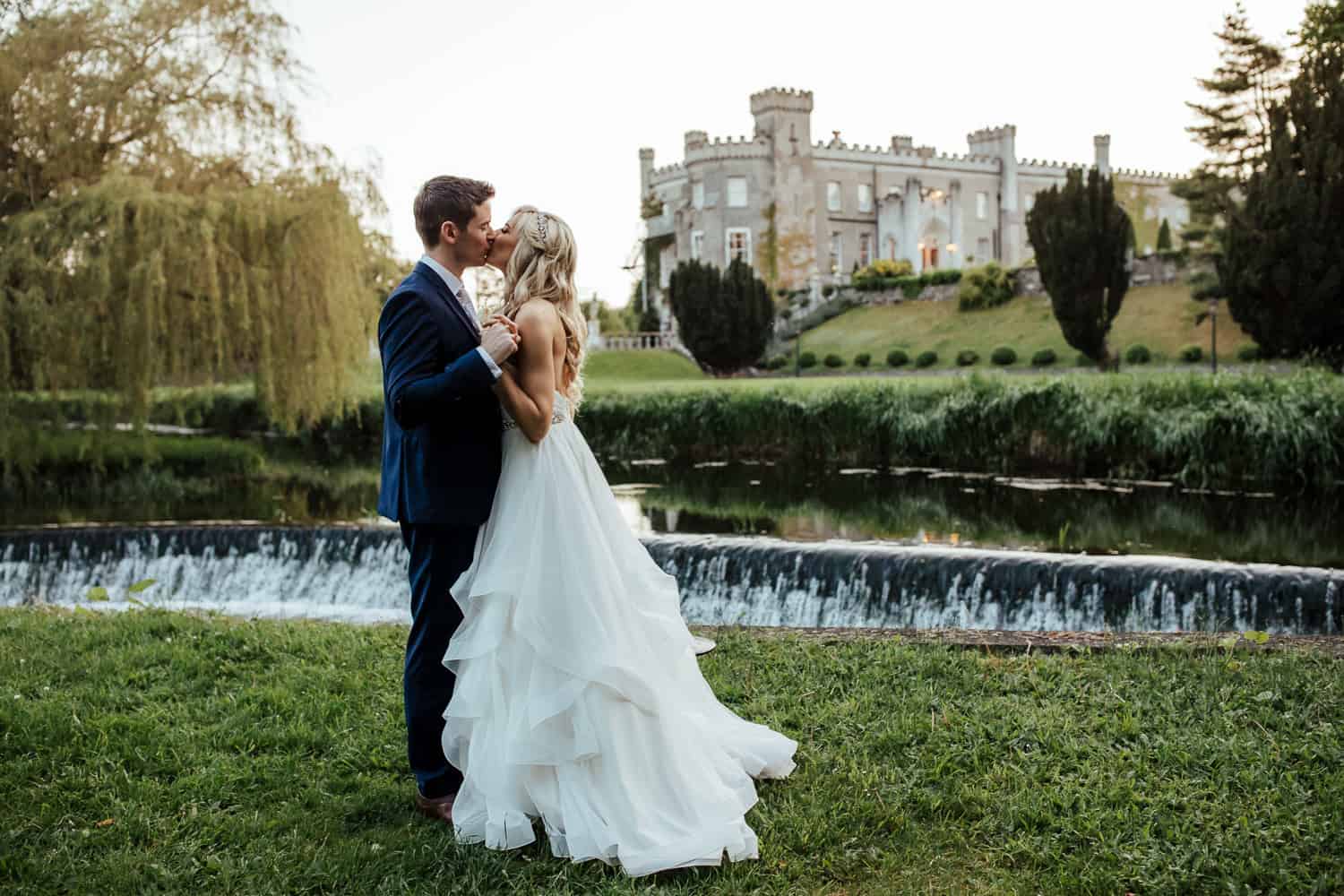 wedding couple in bellingham castle louth sunset wedding photo