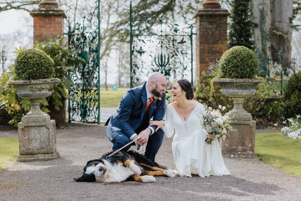 tankardstown house wedding couple with dog