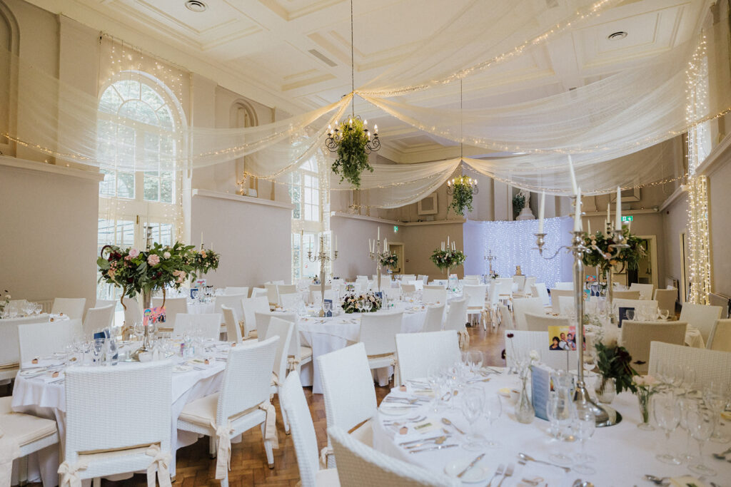 orangerie set up for wedding dinner at kilshane house